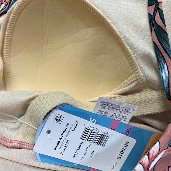 Swim Solutions Blush Pink Floral Swimdress One Piece Size 10 Slimming Empire New - Picture 6 of 6